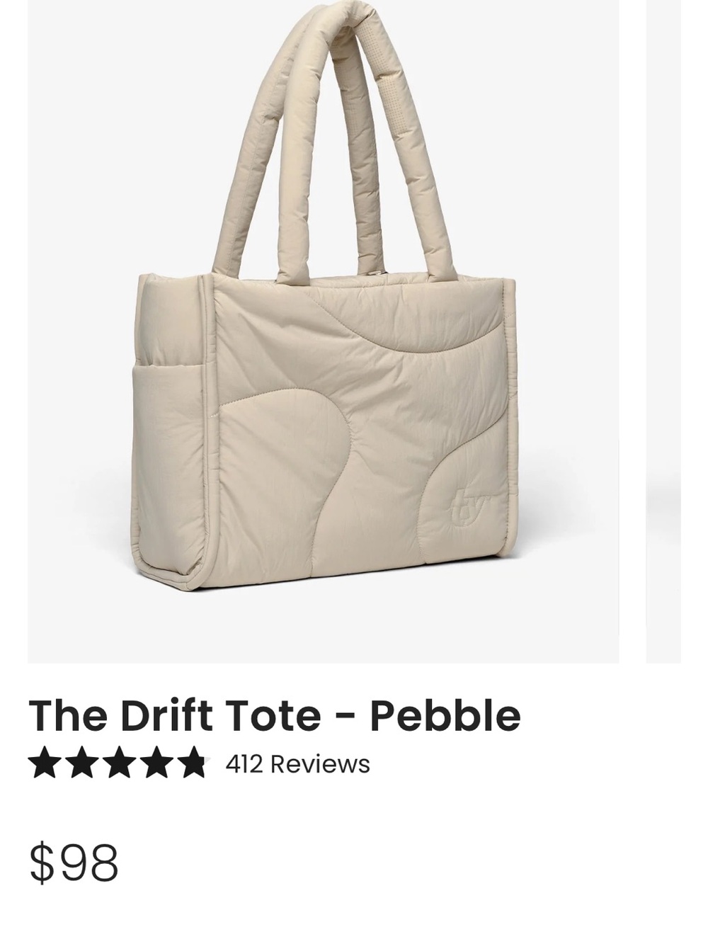 Ty Quilted Tote in Pebble Neutral - Picture 2 of 5
